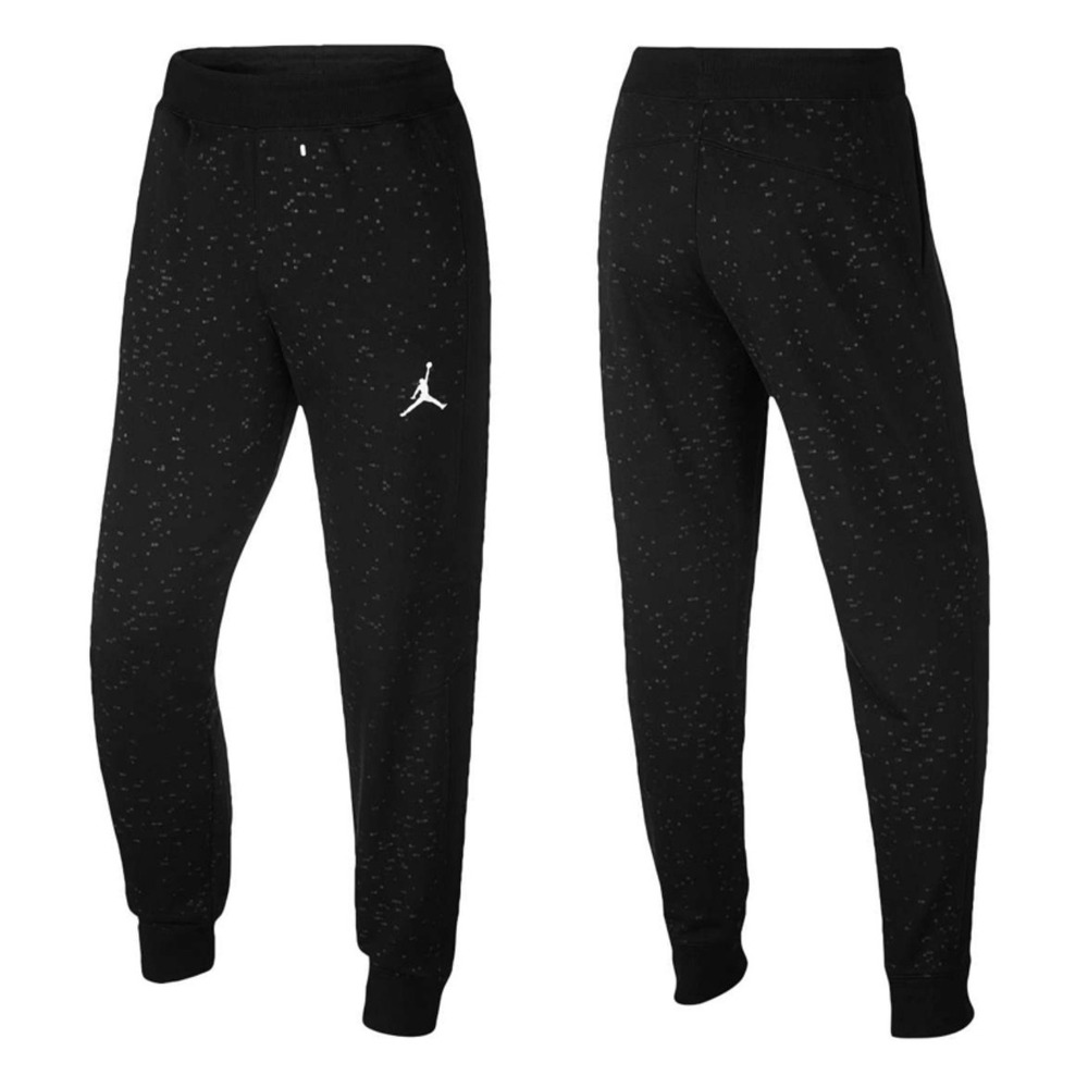 Jordan Jumpman Mens Speckled Fleece Jogger Sweatpants Black White M
